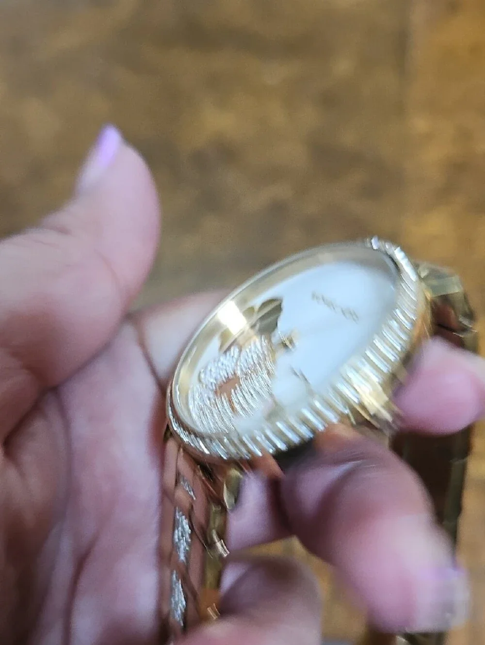 Michael Kors Gold-tone Floral Crystal Bracelet Watch with White Dial